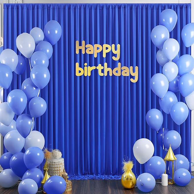 10x10 Royal Blue Backdrop Curtain for Parties Wrinkle Free Blue Photo Curtains Backdrop Drapes Fabric Decoration for Wedding Birthday Party Baby Shower 5ft x 10ft,2 Panels