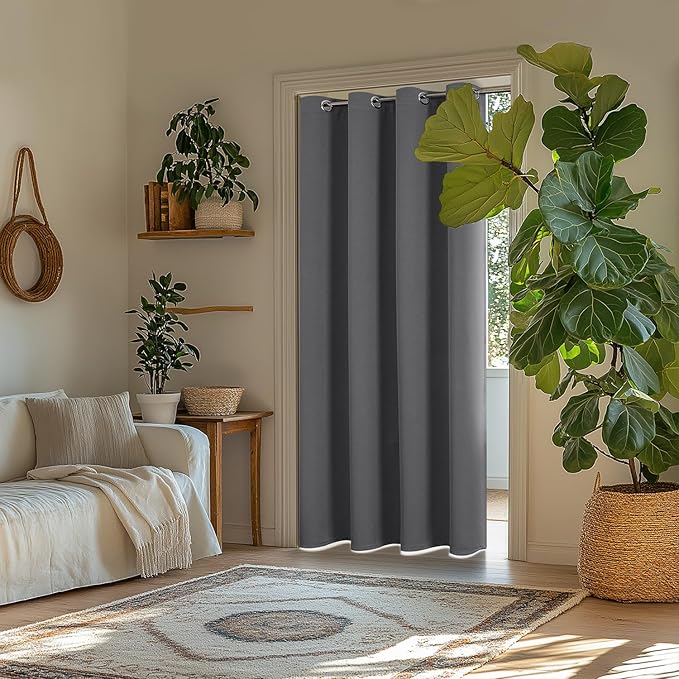 ChrisDowa Blackout Curtains 72 inches Long for Bedroom - Grommet Thermal Insulated Room Darkening Curtains for Living Room (1 Panel, Grey, 52 x 72 Inch)