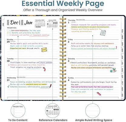 2026 Planner, Weekly and Monthly Planner for Women, Jan 2026 - Dec 2026 Pretty 2026 Calendar Planner with Monthly Tabs, Inner Pocket, Spiral Binding, Perfect for Office Home School - 6.3" x 8.5", Jellyfish Drift