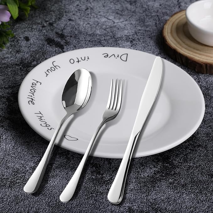 Silverware Set for 8, Stainless Steel Flatware Cutlery Set for 8, Mirror Polished, Dishwasher Safe, Tableware Set for Home, Kitchen, Wedding, Party