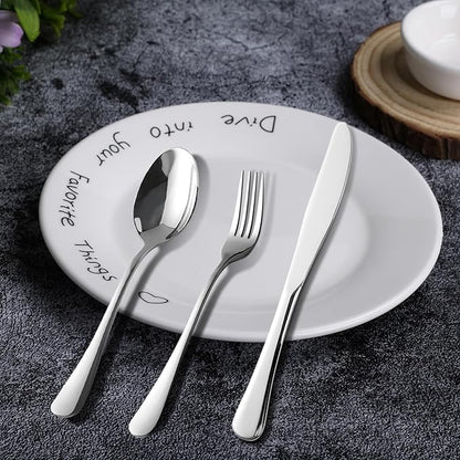 Silverware Set for 8, Stainless Steel Flatware Cutlery Set for 8, Mirror Polished, Dishwasher Safe, Tableware Set for Home, Kitchen, Wedding, Party