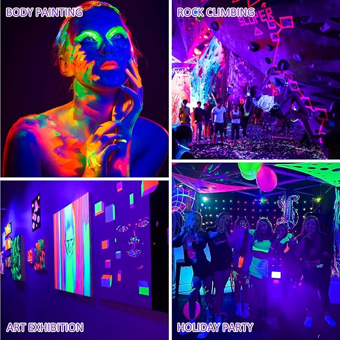 T-SUN 2 Pack 60W Black Lights Outdoor, Blacklight Flood Light with US Plug and Switch, IP66 Waterproof Black Lights for Glow Party, Glow in The Dark, Body Paint Fluorescent Poster Halloween