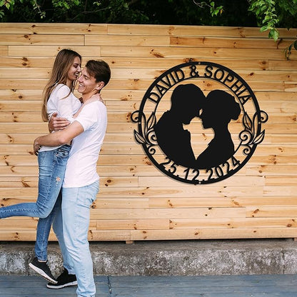 Personalized Home Decoration Metal Couples Name Sign,Valentine's Day Wedding gift bedroom decoration hangings Family Décor