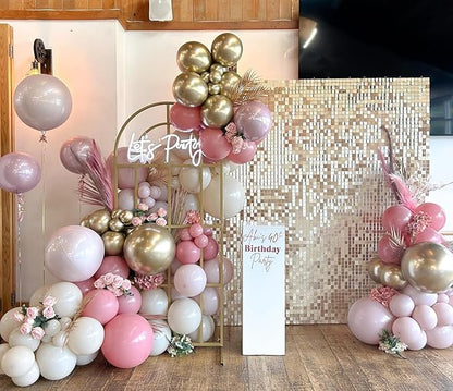 Shimmer Wall Backdrop Champagne Gold Square Sequin Wall Panel Backdrop Decor for Wedding, Anniversary, Birthday, Party, 24 Panels