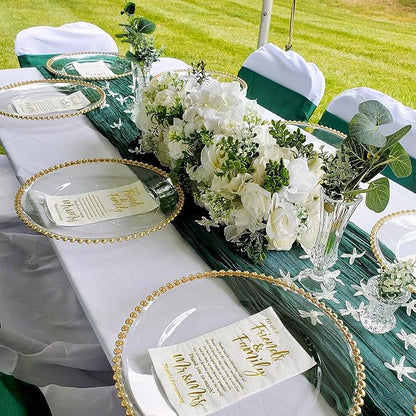 10 Pack Emerald Green Cheesecloth Christmas Table Runner 35 x 120 inch Long Boho Cheese Cloth Gauze Table Runners for Wedding Bridal Shower Birthday Party Christmas Decorations