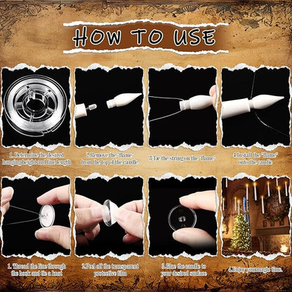 24pack Magic led Taper Candle with Wand Remote,Magic Hanging Candles Flickering Warm Light 6.5" Flameless LED,for Home Decor,Party,Advent and Christmas
