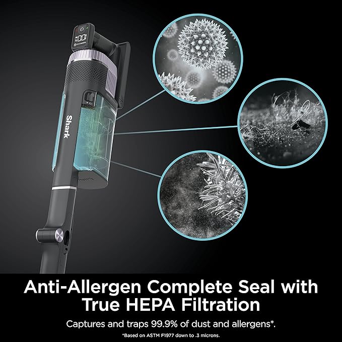 Shark Stratos Cordless Vacuum with Clean Sense IQ and Odor Neutralizer, MultiFlex Wand, Includes Crevice Tool & Anti-Allergen Brush, Up To 60 Minute Runtime, Ash Purple, IZ862H