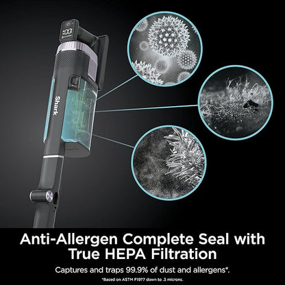 Shark Stratos Cordless Vacuum with Clean Sense IQ and Odor Neutralizer, MultiFlex Wand, Includes Crevice Tool & Anti-Allergen Brush, Up To 60 Minute Runtime, Ash Purple, IZ862H