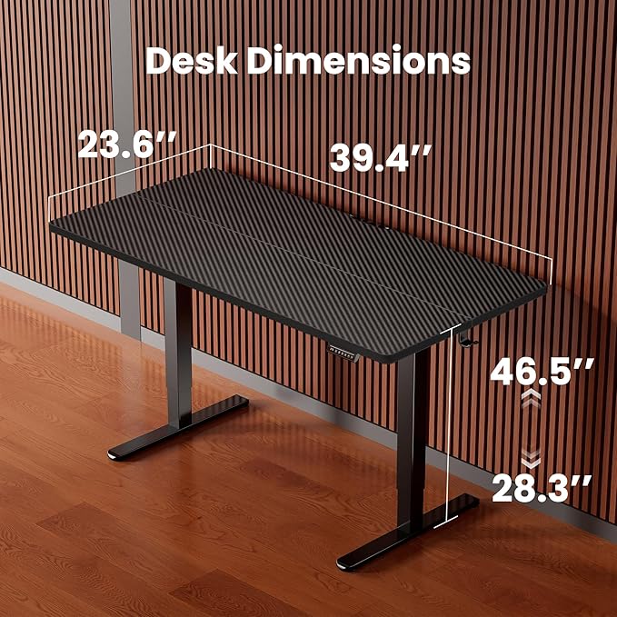 ErGear Height Adjustable Electric Standing Desk, 40 x 24 Inches Sit Stand up Desk, Memory Computer Home Office Desk, Carbon Fiber Black