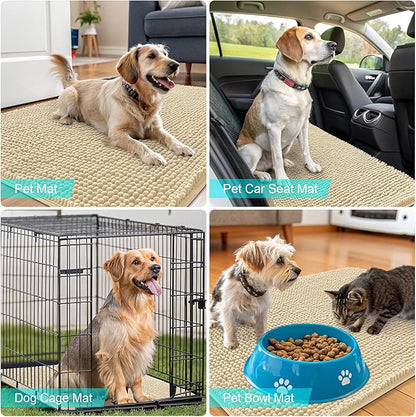 OLANLY Dog Door Mat for Muddy Paws 34x21, Absorbs Moisture and Dirt, Absorbent Non-Slip Washable Doormat, Quick Dry Chenille Mud Mat for Dogs, Entry Indoor Entryway Carpet for Inside Floor, Sand