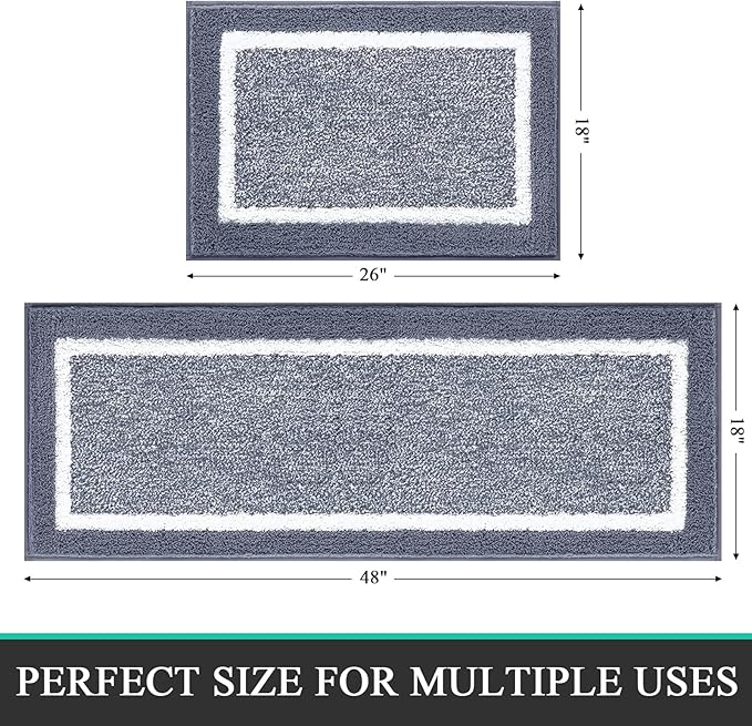 Pauwer 2 Piece Non Slip Bath Mats, Absorbent Shower Rugs for Bathroom Floor, Tub and Shower