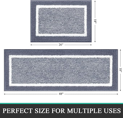 Pauwer 2 Piece Non Slip Bath Mats, Absorbent Shower Rugs for Bathroom Floor, Tub and Shower
