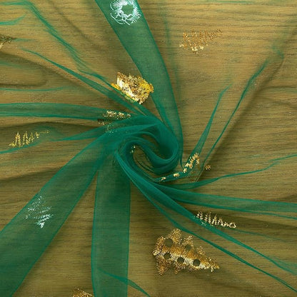 Emerald Green Gold Table Runner for Christmas 3 Pack Sheer Gauze Cheesecloth 120 Inch with Glitter Holiday Party Decor for Family Gatherings Dining Table Home Celebration