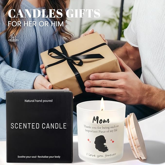 Rose Scented Soy Candles Non Toxic - Fall Decor Aromatherapy Candle | Luxury Fragrance Oil | 50-Hour Burn Time | Eco Lead-Free Wick | for Home Birthday Christmas Gifts for Women Mom