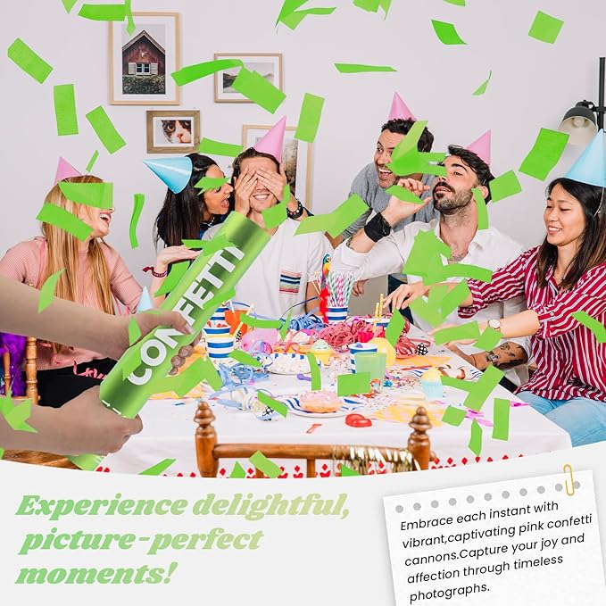 Confetti Cannon Green Biodegradable Confetti Poppers 12Pack Party Poppers Confetti Shooters Green Confetti Sticks for Wedding Graduation Engagement Anniversary Bridal Shower Valentines Day Birthday