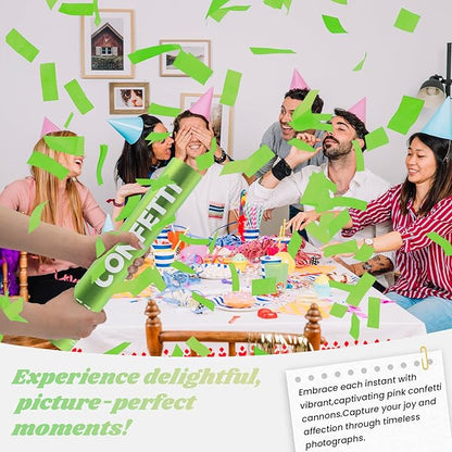 Confetti Cannon Green Biodegradable Confetti Poppers 12Pack Party Poppers Confetti Shooters Green Confetti Sticks for Wedding Graduation Engagement Anniversary Bridal Shower Valentines Day Birthday