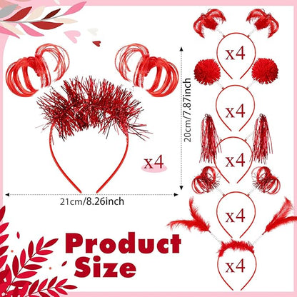 Censen 24 Pcs Pom Pom Headband Tinsel Wrapped Ponytail Head Bopper Costume Headwear Halloween Party Accessory
