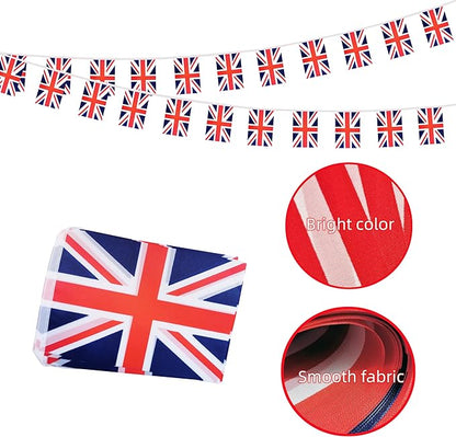 Britain UK Small String Flags, 50 Feet 38 Pcs British Pennant Banner Bunting Flags, Patriotic Events, Independence Day, Country Festival, Commemoration, Decorations (UK)