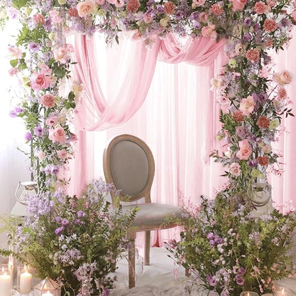 Wedding Arch Draping Fabric 29" x 18 FT Light Pink Sheer Chiffon Outdoor Curtain Drapes for Wedding Birthday Party Ceremony Decor(2 Panels, Light Pink)