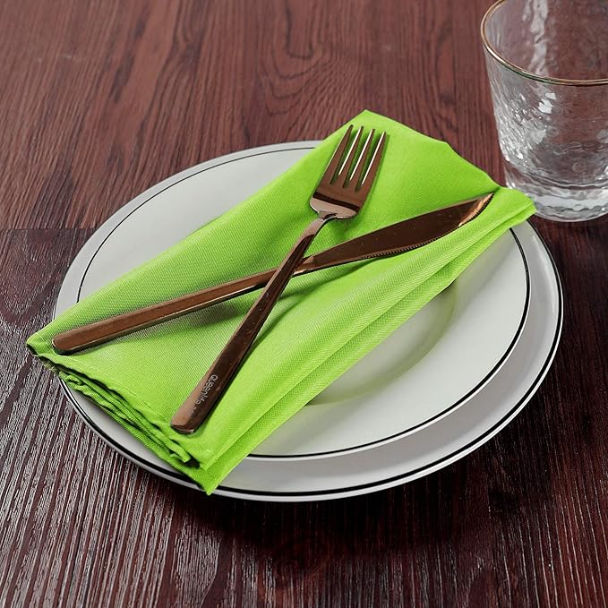 Cupuamon Cloth Napkins 20x20 inch Washable Polyester Dinner Napkins Soft Table Napkins for Wedding Party Dining Banquet(Apple Green,100PCS)