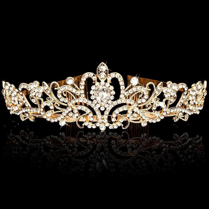 Princess Crown for Women, Crystal Queen Tiaras for Girls Bridal Hair Accessories Gifts for Birthday Wedding Prom, Bridal Party, Pageant, Halloween Christmas Costume