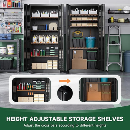 Letaya Metal Garage Storage Cabinets with Lock Door and Adjustable Shelves, Steel Tool Cabinets for Home,Office,Warehouse Organisieren (Black, 72" H)