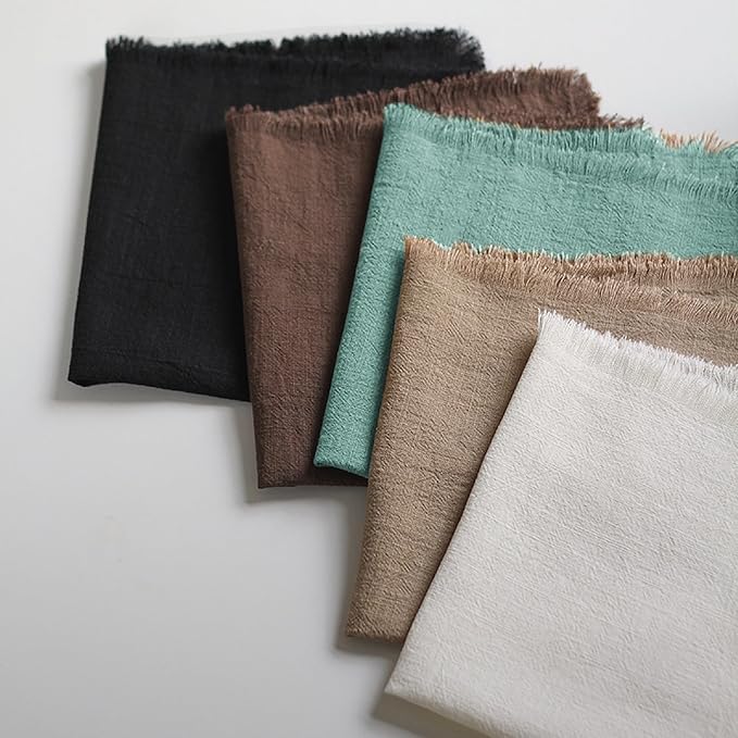 Handmade Cloth Napkins 100% Cotton Napkins with Fringe，Delicate Handmade Cloth Napkins for Dinners, Parties, Weddings and More，18 x 18 Inch Set of 4 - Turquoise