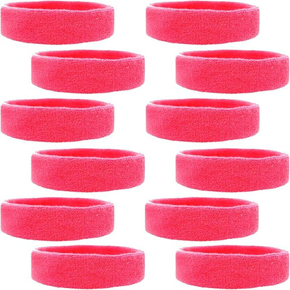 12 Sweatbands Cotton Sports Headbands Terry Cloth Moisture Wicking Athletic Basketball Headband by Kenz Laurenz
