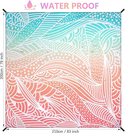 Beach Blanket Waterproof Sandproof Beach Mat 79" X 83"/10'x9'for 2-8 Adults Quick Drying Outdoor Picnic Mat Beach Accessories for Travel, Camping, Hiking