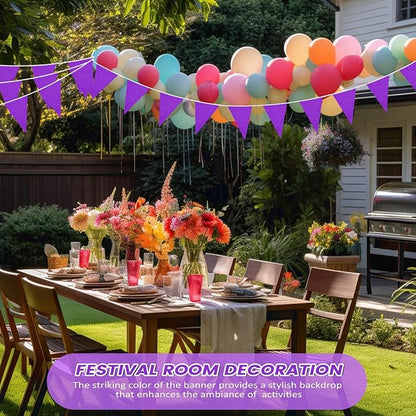 100 Feet Pennant Banners Flags 75 Solid String Triangle Flags for Grand Opening, Carnival Theme Birthday Party Decoration Outdoor Events Classroom Decoration(Purple)