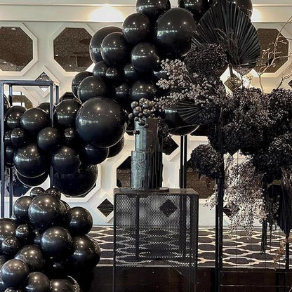 PartyWoo Black Balloons 155 pcs Different Sizes of 18 12 10 5 Inch Black Balloons Arch Kit Garland for Baby Shower Birthday Graduation Casino Gaming Anniversary Race Car Party Decorations Black-Y18
