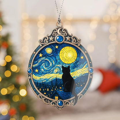 Funny Christmas Ornaments - Black Cat Ornament – Christmas Ornament – cat Gifts – Christmas Ornament 2025 – White Elephant Gifts - Xmas Tree Funny Decoration