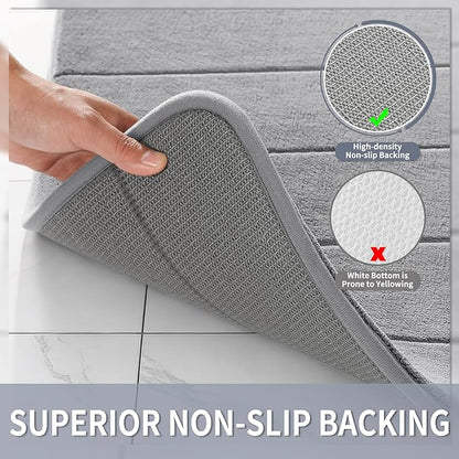Yimobra Large Bath Mat 36"x24", Super Soft Quick Dry Memory Foam Bathroom Rug, Water Absorbent, Non Slip Backing Machine Washable for Tub Shower, Thick Comfort Support, Gray