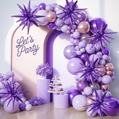 Purple Star Balloons,9Pcs 22Inch Dark Purple Explosion Spike Cone Helium Polyester Film Star Foil Balloons for Birthday Halloween Graduation Anniversary Baby Shower Party Decorations
