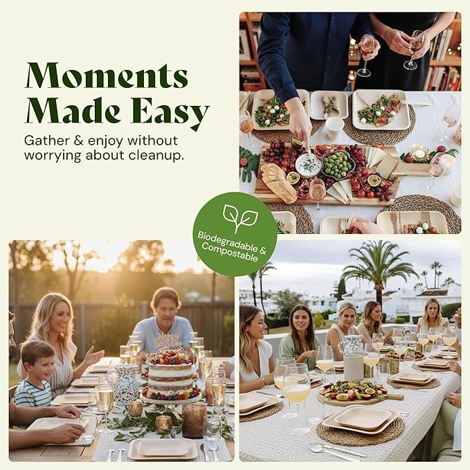 Chic Leaf Palm Leaf Plates - 6" Pack of 50 - Eco-Friendly Compostable Plate - Versatile Appetizer Dish Thanksgiving Dinner and Christmas