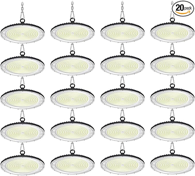 UFO LED High Bay Light:500W 50000LM LED Shop Light Without Plug, 6000-6500K Daylight Bay Lighting, IP65 Waterproof Industrial UFO Light for Barn/Garage/Commercial Warehouse(20 Pack)