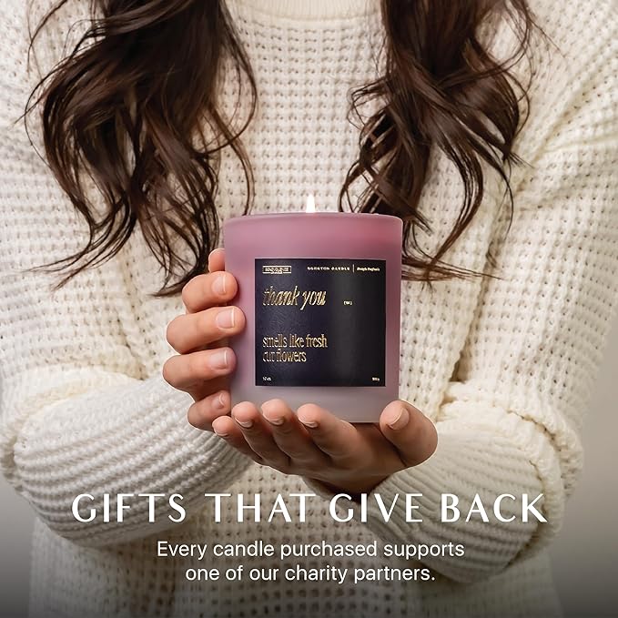 Benevolence LA Thank You Scented Candles | 10 oz, 40-50 Hour Burn, Thank You Gifts for Women, Men Coworkers | Appreciation Gifts for Best Friend | Fall Candles - Smells Like Fresh Cut Flowers