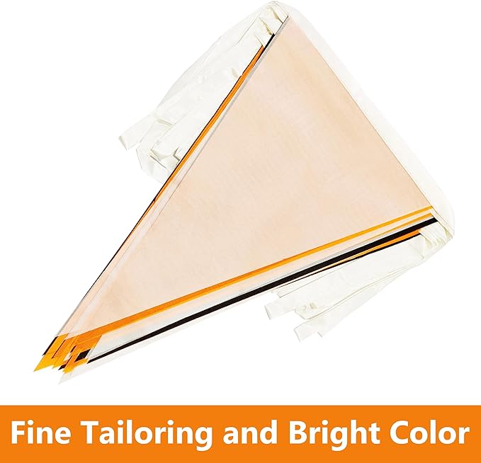 100 Ft White Orange Black Pennant Banner Flag, 60 Pcs String Hanging DIY Bunting Flags for Party, School, Birthday, Wedding, Carnival, Celebrations, Outdoor and Indoor Decorations (White Orange Black)