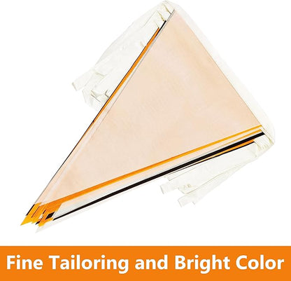 100 Ft White Orange Black Pennant Banner Flag, 60 Pcs String Hanging DIY Bunting Flags for Party, School, Birthday, Wedding, Carnival, Celebrations, Outdoor and Indoor Decorations (White Orange Black)