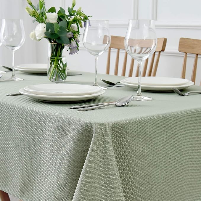 maxmill Jacquard Square Tablecloth Stain Resistant Spillproof Wrinkle Free Washable Soft Table Cloth, Decorative Fabric Table Cover for Dining Room, Indoor and Outdoor Use, 52 x 52 Inch Sage Green