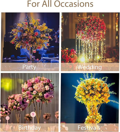 Sziqiqi Metallic Vase Centerpiece Stands Tall Centerpiece Risers 10pcs, Dual Coned, for Tabletop Flower Arrangement, Event Decoration, Creative Wedding Centerpieces 20inch Gold