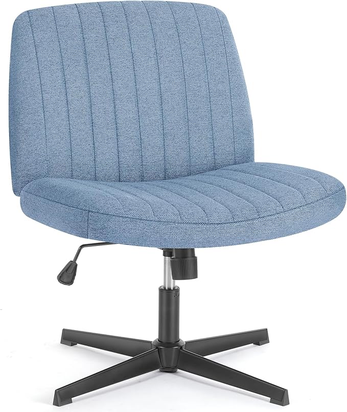 OLIXIS Criss Cross Legged Chairs Armless No Wheels Wide Seat Height Adjustable Swivel Padded Fabric Home Office Desk Seating for Bedroom, Student, Study Room