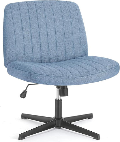 OLIXIS Criss Cross Legged Chairs Armless No Wheels Wide Seat Height Adjustable Swivel Padded Fabric Home Office Desk Seating for Bedroom, Student, Study Room