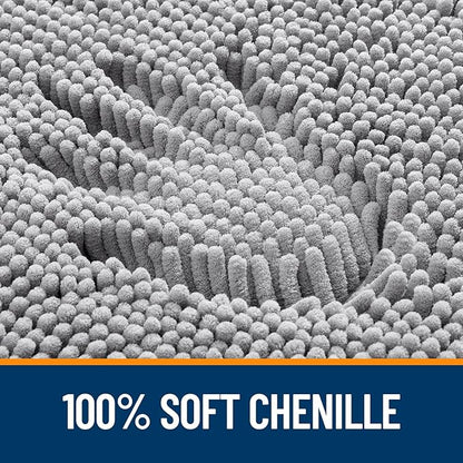 OLANLY Bathroom Rugs 47x20, Extra Soft Absorbent Chenille Bath Rugs, Rubber Backing Quick Dry, Machine Washable Bath Mats for Bathroom Floor, Tub and Shower, Home Decor Accessories, Grey