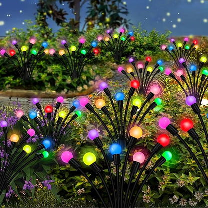 Solar Garden Lights Outdoor, 2 Pack 20 LED Solar Firefly Lights Waterproof, Sway by Wind, Swaying Light for Yard Patio Backyard Garden Planter Flower Bed Pathway Outdoor Decoration (Multicolor)
