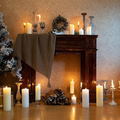 MOZEAL 4" x 12" Extra-Large Navy Blue Pillar Candles (Set of 2), Unscented,Dripless, Smokeless,Long Clean-Burning,These Tall 12 inch Large Blue Pillar Candles Perfect for Weddings and Christmas Decor