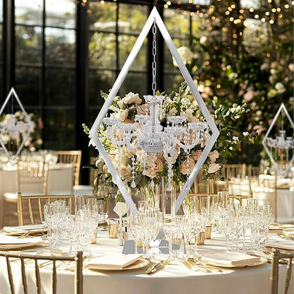 European Wedding Romantic Candlestick 45 "Table top Candlestick Metal Candlestick Table for Wedding Party Activities in The Center of The Room (Silver, 2PCS)