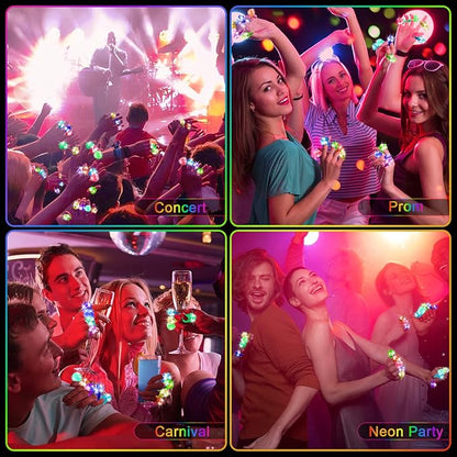 100 Pcs Light Up Rings, Glow In The Dark Party Supplies, 6 Style Flashing Glow In The Dark Rings for Adults & Kids, LED Ring for Birthday Party Favors, Concert, Raves, Halloween, Christmas