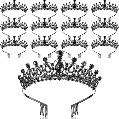 12 Pcs Crystal Tiara and Princess Crown with Comb Crown Rhinestone Women Girls Tiara Headpiece Queen Hair Accessories for Birthday Party Wedding Prom Halloween Cosplay Costume