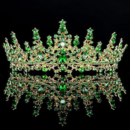 TOBATOBA Light Green Tiaras and Crowns for Women, Rhinestone Princess Tiara, Crystal Crown Royal Queen Crown for Women, Quinceanera Headpieces for Birthday Prom Pageant Halloween